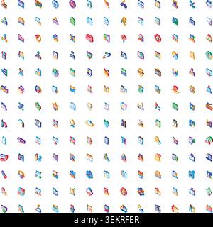 Set of diverse isometric icons representing various concepts Stock Vector