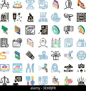 Diverse collection of conceptual icons representing business and lifestyle themes Stock Vector