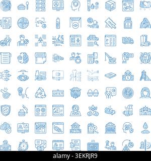 Hand drawn sketch business and technology icons Stock Vector