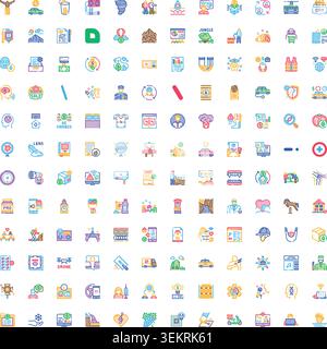 Collection of business and technology related icons Stock Vector