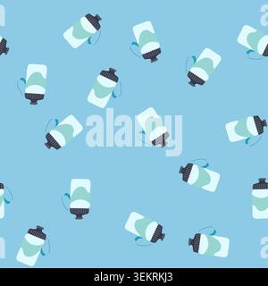 seamless pattern bicycle bike bottle cartoon vector Stock Vector