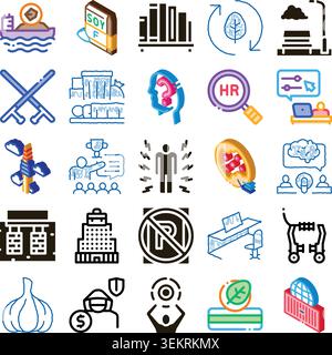 Collection of business and lifestyle isometric icons for applications Stock Vector