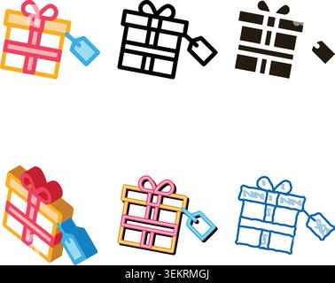 gist box label icon vector range outline Stock Vector