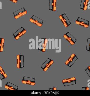seamless pattern Plastic toolbox storing repair and maintenance tools Stock Vector