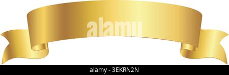 Golden ribbon banner isolated icon on a white background. Shiny gold scroll, decorative label. Vector illustration Stock Vector