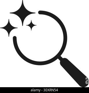Magnifying glass sparkle stars, generative artificial intelligence search assistant icon. Vector illustration Stock Vector