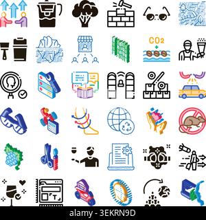 Diverse set of business and technology icons Stock Vector