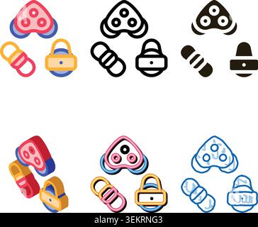 rollers detail variety rope movement equipment vector icon Stock Vector