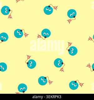 seamless pattern tnt bomb character cartoon vector Stock Vector