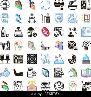 Diverse icon set representing various life areas Stock Vector