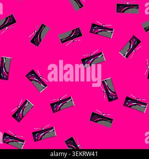 seamless pattern light curved screen cartoon vector Stock Vector