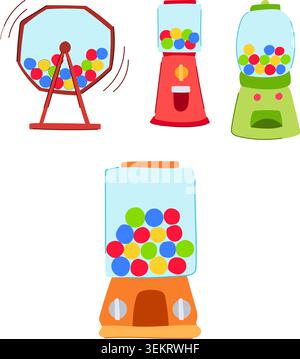 Lottery and candy ball dispensing machines collection Stock Vector