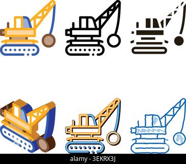 simplified demolish machine icon vector outline Stock Vector