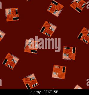 seamless pattern microcontroller microcontroller cartoon vector Stock Vector