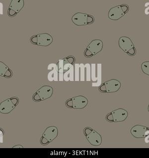 seamless pattern safety padlock vintage cartoon vector Stock Vector