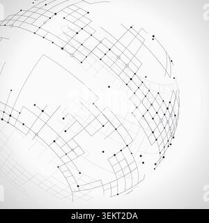 Abstract technology sphere background with connected digital lines and data points Stock Vector