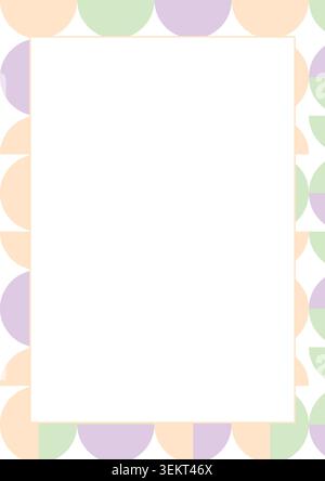 Decorative rectangle frame vector illustration featuring soft pastel circles. Stock Vector