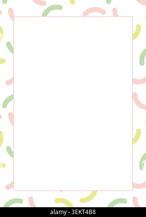 Decorative pastel confetti border frame vector illustration with playful abstract elements Stock Vector