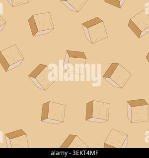 seamless pattern build wooden blocks cartoon vector Stock Vector
