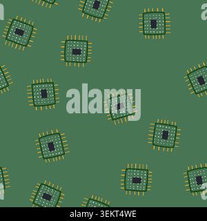 seamless pattern silintegrated microchip cartoon vector Stock Vector