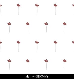 seamless botanical simple pattern with flowers in flat minimalist style Stock Vector