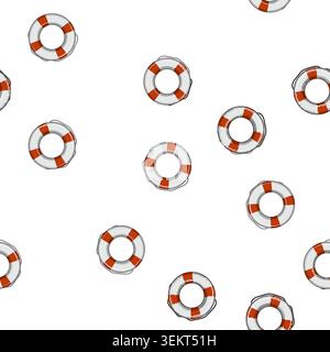 pattern lifesaver lifebuoy cartoon vector Stock Vector