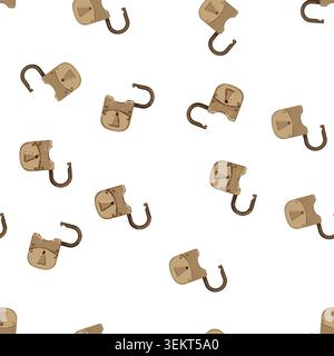 pattern old padlock vintage cartoon vector Stock Vector
