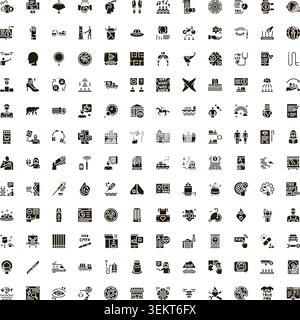 Collection of business, technology and diverse solid icons Stock Vector