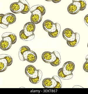 pattern boiled egg sketch hand drawn Stock Vector