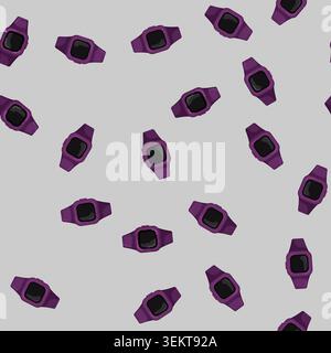 seamless pattern fitness watch tracker cartoon vector Stock Vector