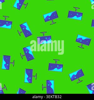 seamless pattern desktop monitor pc cartoon vector Stock Vector