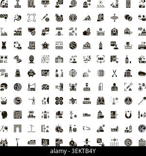 Collection of glyph icons representing global concepts Stock Vector