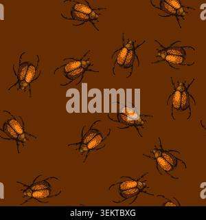 pattern lawn chafer sketch hand drawn Stock Vector