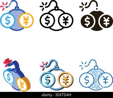 currency trading simplified bomb icon vector outline Stock Vector