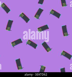 seamless pattern innovation charging mouse pad wireless cartoon vector Stock Vector