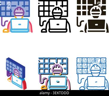 solar technician icon types vector outline Stock Vector