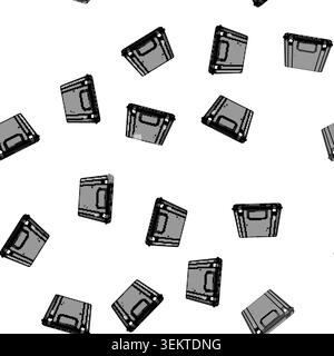 pattern Gray plastic toolbox storing tools and equipment Stock Vector