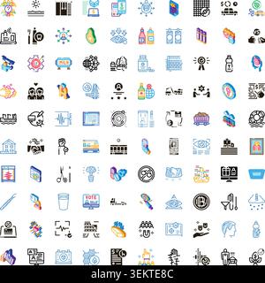 Large collection of diverse outline and isometric icons Stock Vector