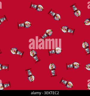 seamless pattern gum bubblegum machine cartoon vector Stock Vector