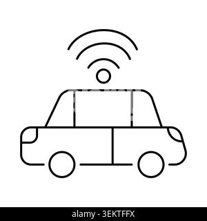 Car icon with radio wave symbols. Vector pictogram for autonomous drivin, self driving vehicle logo, car technology, driverless Stock Vector