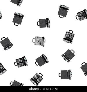pattern breakfast waffle iron cartoon vector Stock Vector