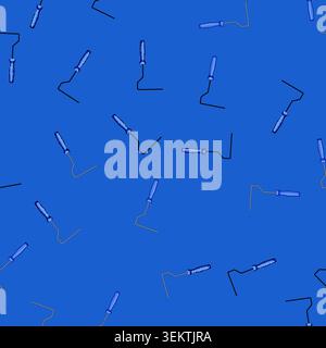 seamless pattern Paint roller frame with blue handle ready for home improvement work Stock Vector