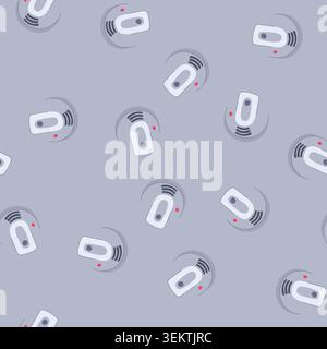 seamless pattern alarm smoke detector cartoon vector Stock Vector