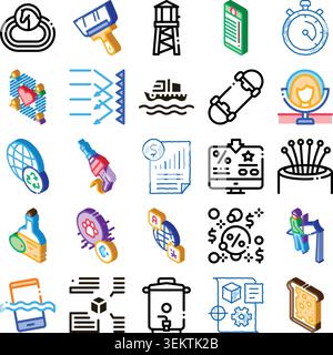 Collection of business, technology, and environmental icons Stock Vector