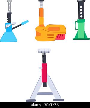 Lifts, jacks and stand for vehicle maintenance Stock Vector