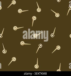 seamless pattern Modern golden door handle with sharp design Stock Vector