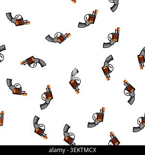 pattern Toy cap gun playing childhood games object Stock Vector