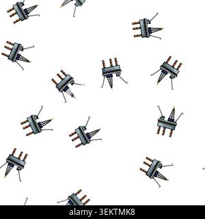 pattern production oil rig cartoon vector Stock Vector