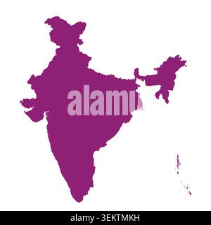 Map of Indiia, sign silhouette. World Map Globe. Vector Illustration isolated on white background. Asian continent Stock Vector