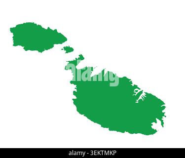 Map of Malta, sign silhouette. World Map Globe. Vector Illustration isolated on white background. Europe continent Stock Vector